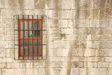 Image showing Window with bars of a medieval building