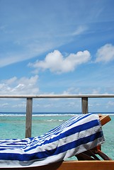 Image showing Seascape and clouscape from water villa in Maldives