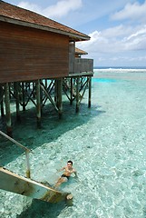 Image showing Young man relaxing in Maldives