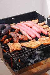 Image showing Tasty meal with fresh meat on grill