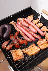 Image showing Tasty meal with fresh meat on grill