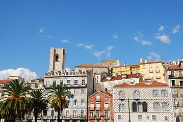 Image showing Cityscape of Lisbon city with Sé Cathedral