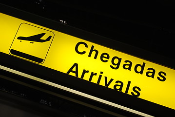 Image showing Arrivals sign on airport