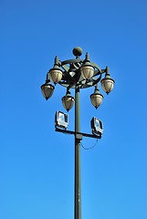 Image showing Ancient lamp on sidewalk