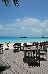 Image showing Beautiful beach bar view in Maldives