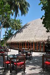 Image showing Beach restaurant view in Maldives