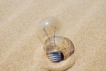 Image showing Lightbulb on sand (global warming)