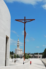 Image showing Modern cross on the Sanctuary of Fatima