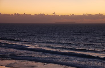 Image showing Colorful sunset on Praia del Rey, Portugal