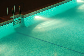 Image showing Swimming pool with stair (night)