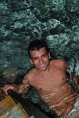 Image showing Young man enjoying Maldives water (night shoot)