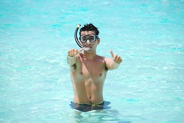 Image showing Thumbs up for snorkeling experience