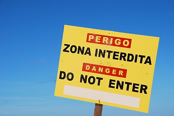 Image showing Do not enter sign at the beach