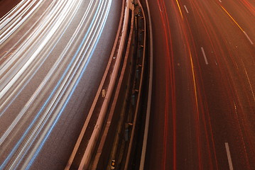 Image showing Freeway traffic on the city (car blur motion)