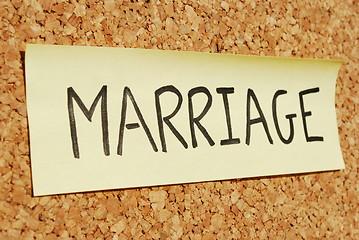 Image showing Marriage keyword on a cork board