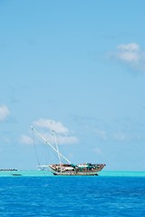 Image showing Semi-submerged typical ship on Maldives