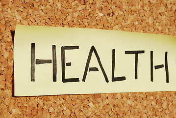 Image showing Health on a cork board