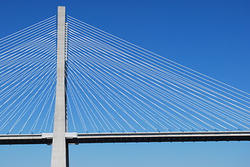 Image showing Vasco da Gama Bridge over River Tagus in Lisbon