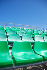 Image showing Stadium green bleachers