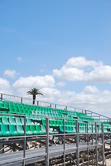Image showing Stadium green bleachers
