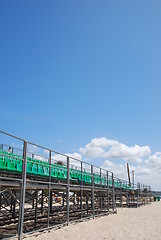 Image showing Stadium green bleachers