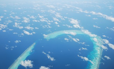 Image showing View on Maldives Island from airplane