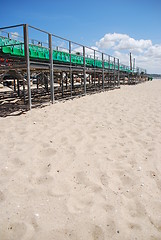 Image showing Stadium green bleachers (space on sand)