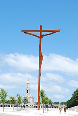 Image showing Modern cross on the Sanctuary of Fatima