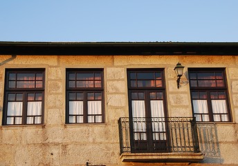 Image showing Facade and balcony of a typical house in Porto, Portugal