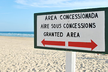 Image showing Sign at the beach (granted area)