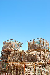 Image showing Old fishing cages in the port of Cascais, Portugal