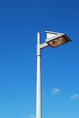 Image showing Modern street lamp with blue sky background