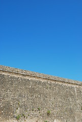 Image showing Ancient stonewall with sky background