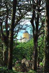 Image showing Landscape to Pena Palace from the forrest