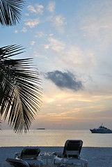 Image showing Beautiful sunset on a tropical beach