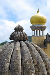 Image showing Yellow tower of Pena Palace in Sintra, Portugal