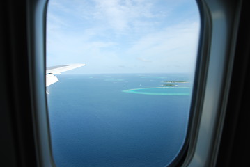 Image showing View on Maldives Islands from airplane