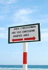 Image showing Sign at the beach (granted area)