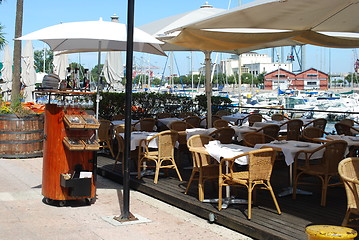 Image showing Typical exterior restaurant on a marine