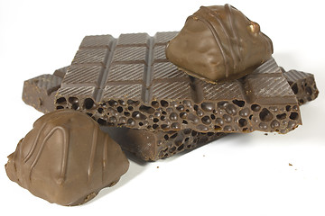 Image showing Porous chocolate and sweet chocolate