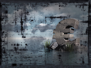 Image showing grunge euro at water