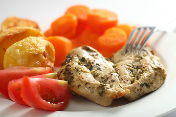 Image showing Baked chicken breast closeup