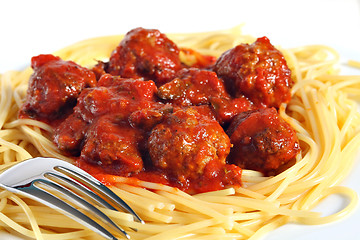 Image showing Spaghetti and meatballs