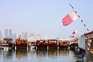 Image showing Dhows in Doha harbour