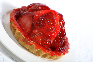 Image showing Strawberry tart slanted