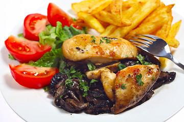 Image showing Chicken breasts on mushrooms