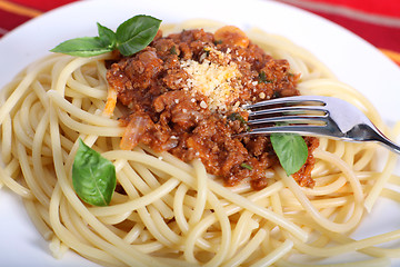 Image showing Spaghetti bolognese meal