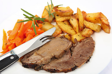 Image showing Roast lamb meal