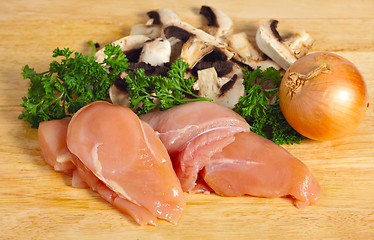Image showing Chicken and mushroom ingredients