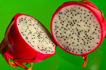 Image showing Dragon fruit on green